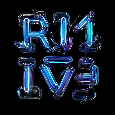 玻璃字母霓虹蓝色背景