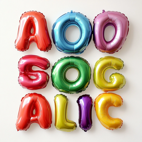 气球字体字母表排列展示