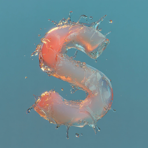 玻璃碎片与水滴组成的字母