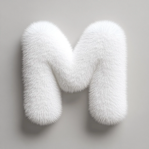 白色毛绒质感迷你字体设计