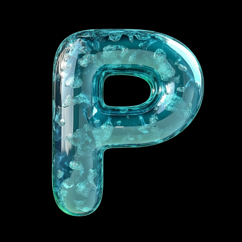 青绿色气泡字母字体设计