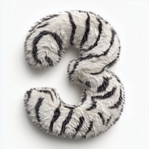 白虎毛皮包裹数字立体效果