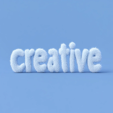 蓝色羊毛创意拼贴字母