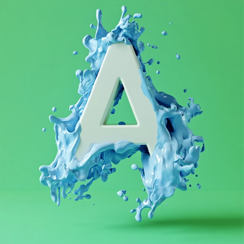 蓝色油漆覆盖字母悬浮