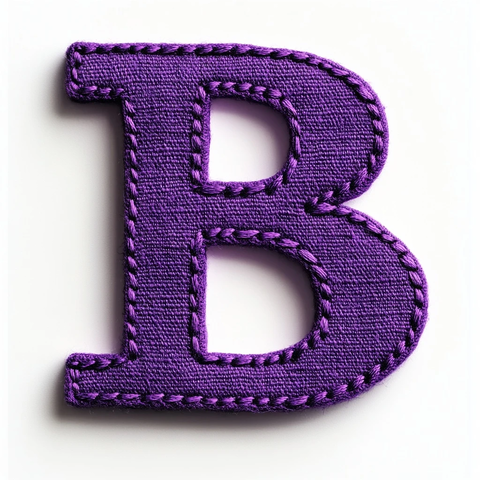 紫色粗体大写手工刺绣字母