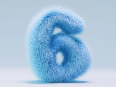 蓝色毛绒数字站立设计