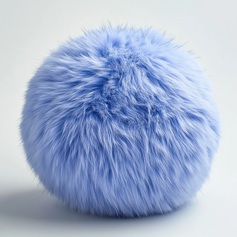 蓝色长毛绒球玩具