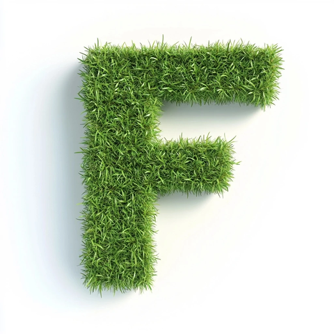 草地字母隔离白色背景