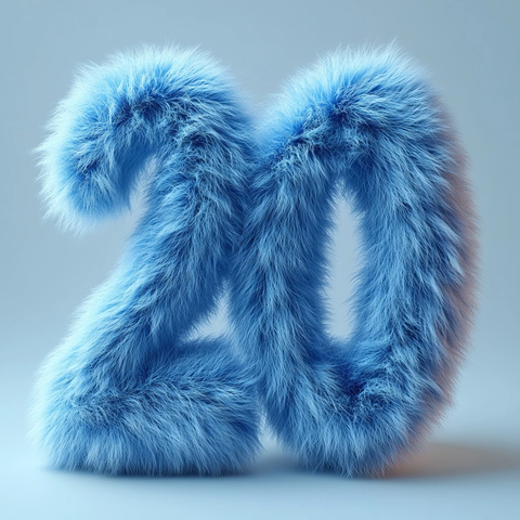 蓝色毛绒数字艺术造型