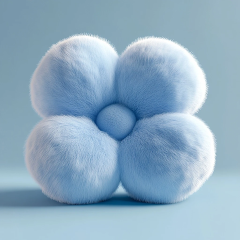 粉蓝花朵短毛球渲染