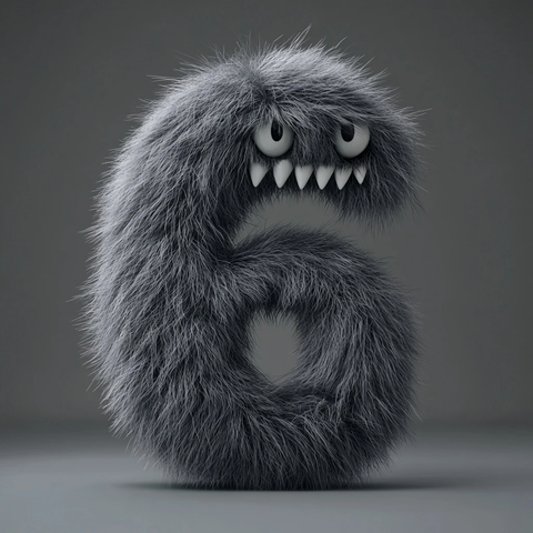 数字形状的毛绒怪物