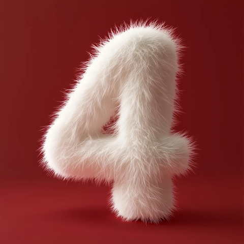 白色短毛数字红底造型