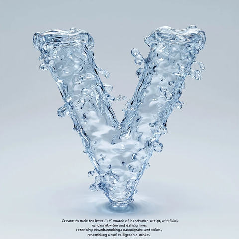 水流构成的手写风格字母