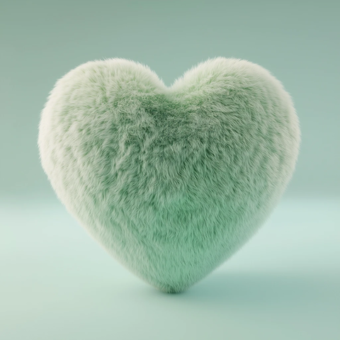 白色绿色纺织心形玩偶