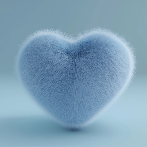 粉蓝毛绒心脏模型