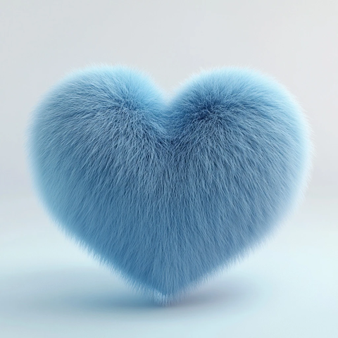 粉蓝毛绒立体心形