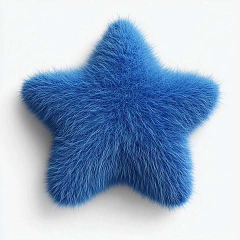 蓝色星形毛绒球渲染