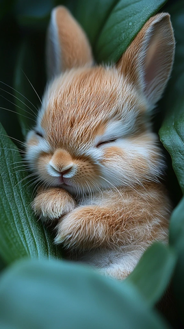 小兔子睡在铃兰花下