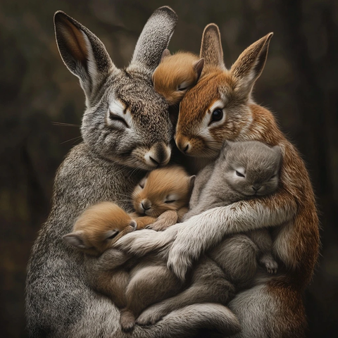 哺乳动物亲子温馨拥抱