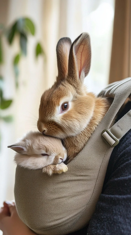 兔子喂食背上幼崽