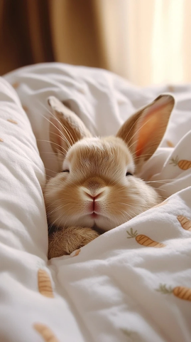 兔子睡在豪华酒店床上