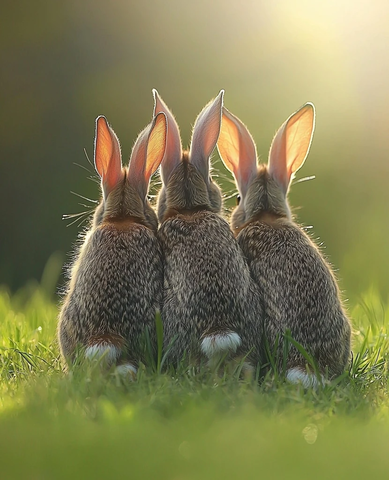 三只兔子草地洞口