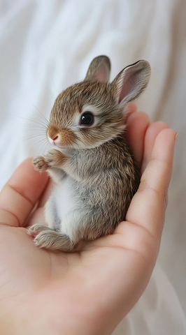 手掌大小兔子温暖触感