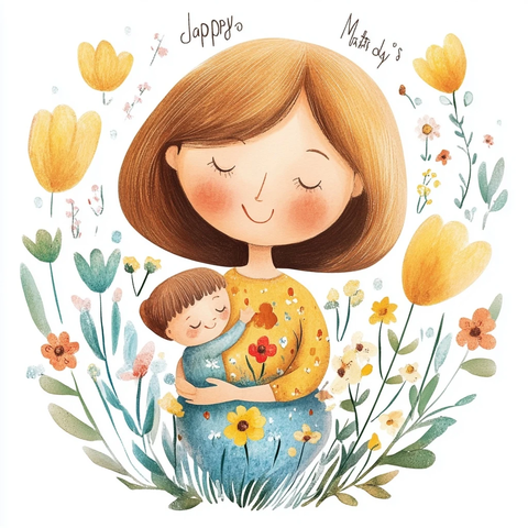 母亲节快乐俄语祝贺插画