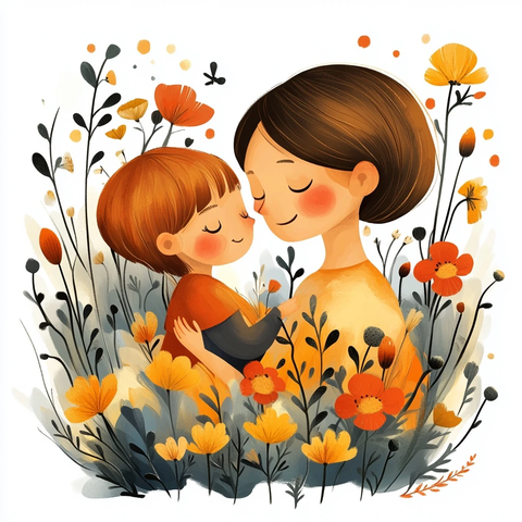 母亲节复古幻想插画