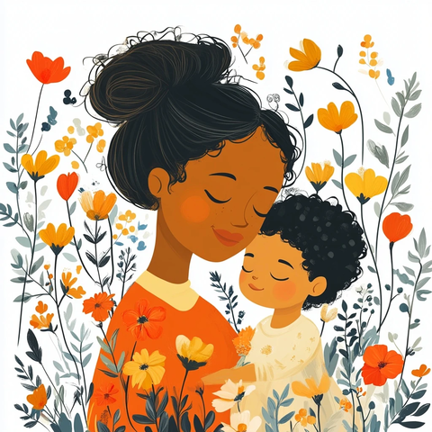 非裔母亲节矢量插画