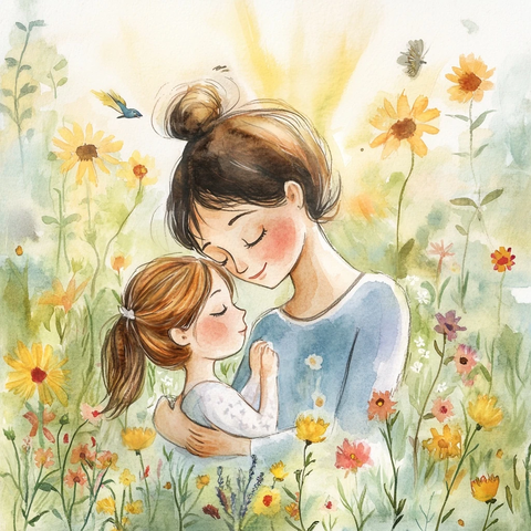 母亲教女儿感知自然之美