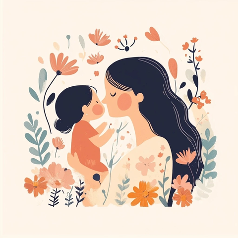 母亲节快乐温馨插画