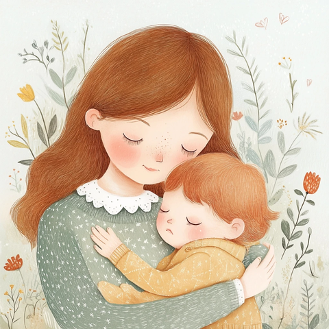 母亲拥抱哭泣的幼童