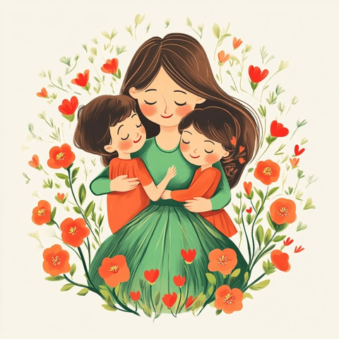 母亲节卡片母亲拥抱孩子