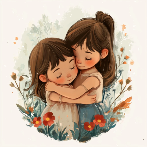 两女孩相拥在一起