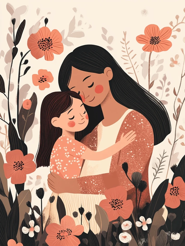 母女花间温馨时刻