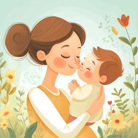 母亲亲吻宝宝