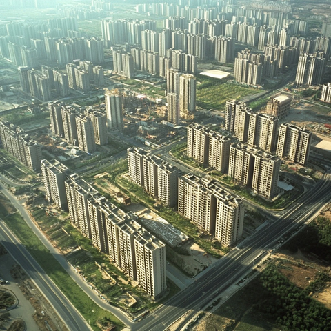 城市住宅区鸟瞰全景