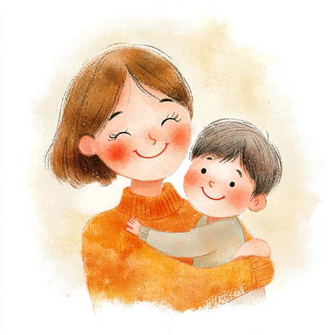 母子共享温馨时刻