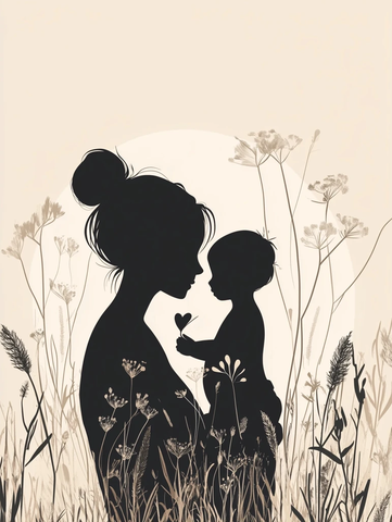 母亲与孩子剪影