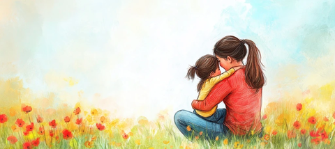 小女孩母亲节送拥抱