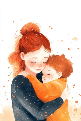 母亲拥抱哭泣的孩子