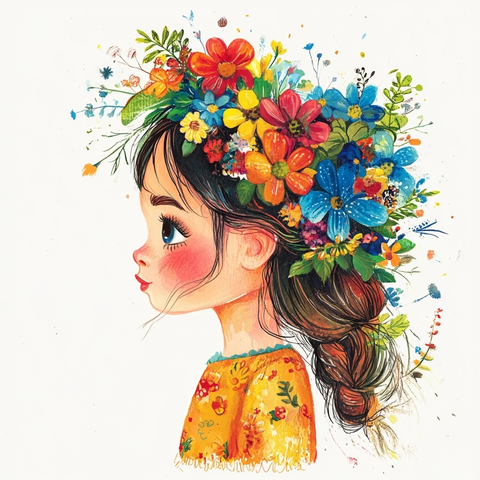 女孩花冠插画