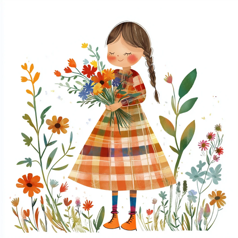 小女孩裙子风中飘扬