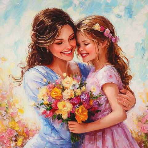 母女庆祝国际妇女节