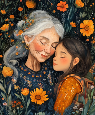 祖母花园拥抱少女