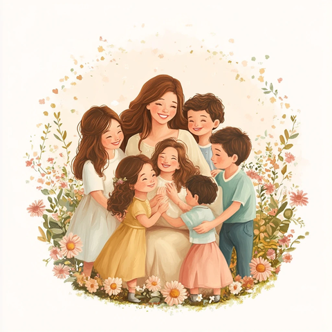 母亲与六子女温馨庆生