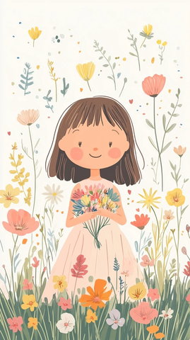 小女孩编织花冠