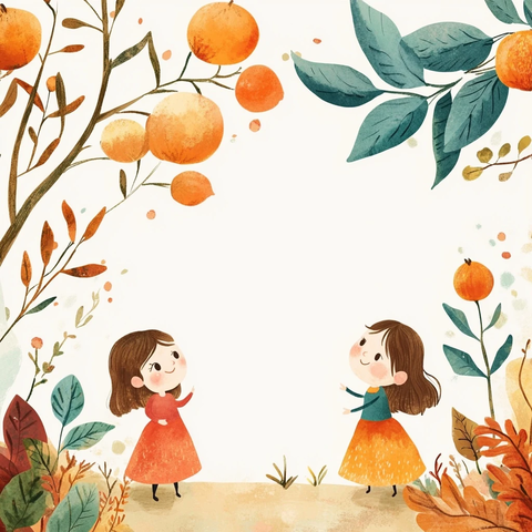 儿童新年贺卡插画空白祝福