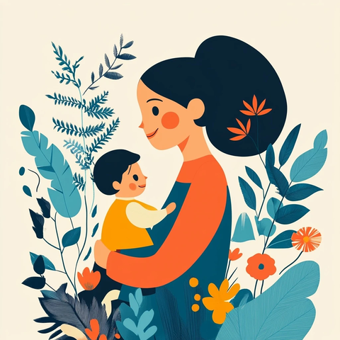 母亲节插画花卉礼物